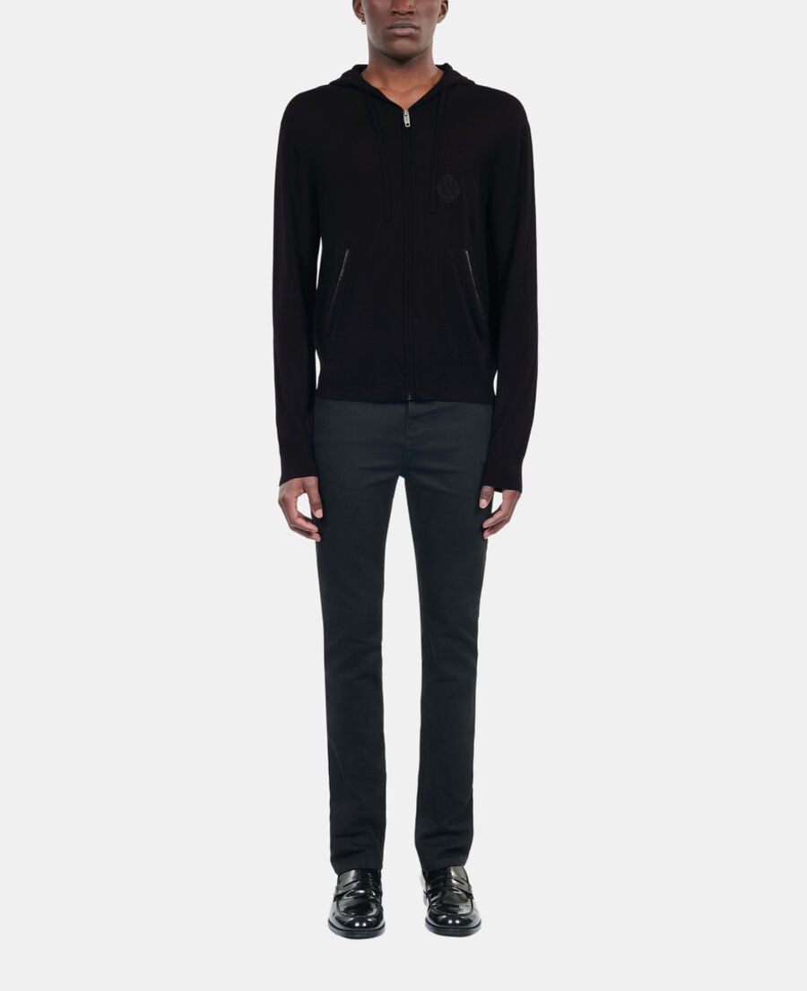 The Kooples HOMME BLACK cardigan à capuche en laine noir