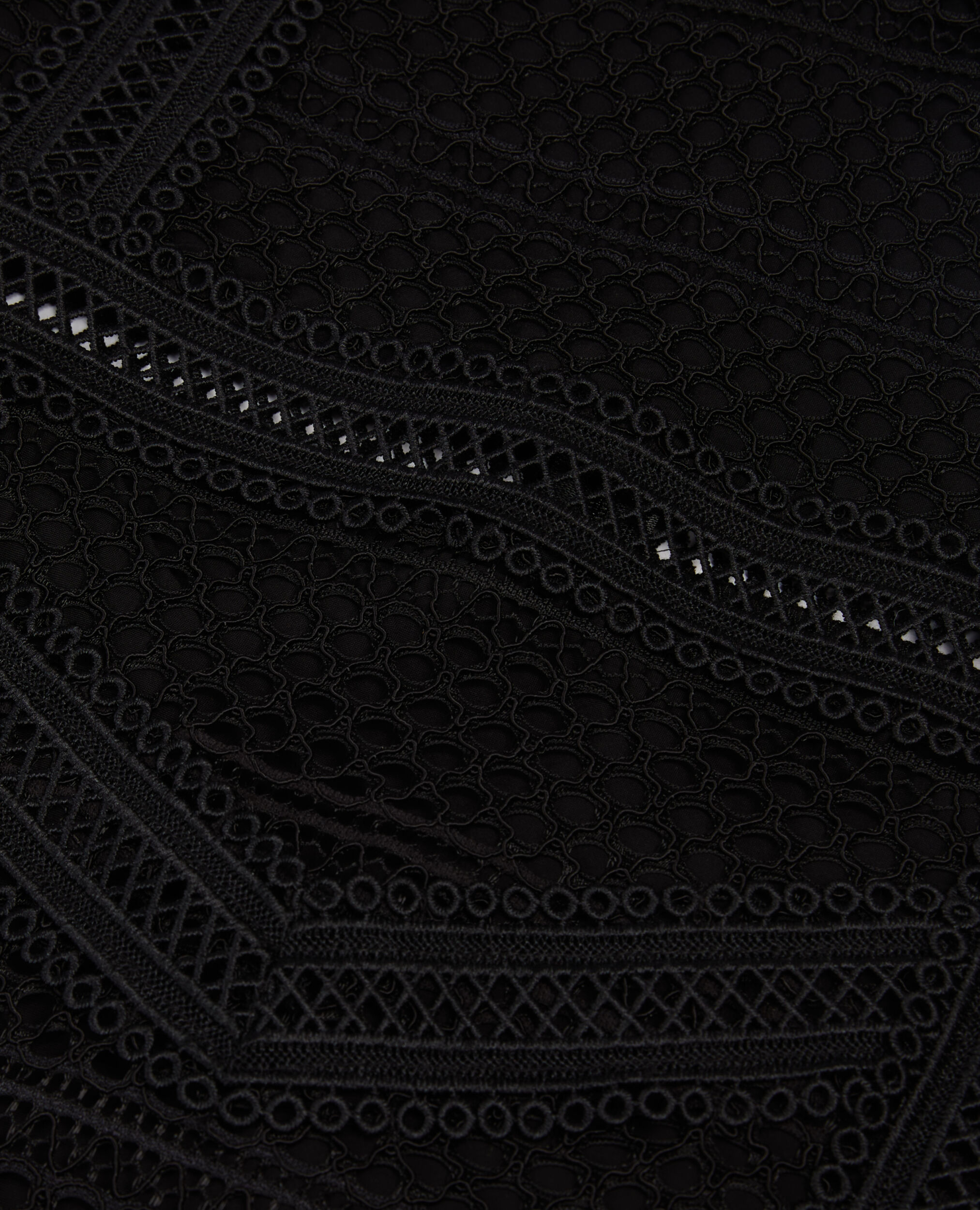 Vestido corto negro guipur, BLACK, hi-res image number null