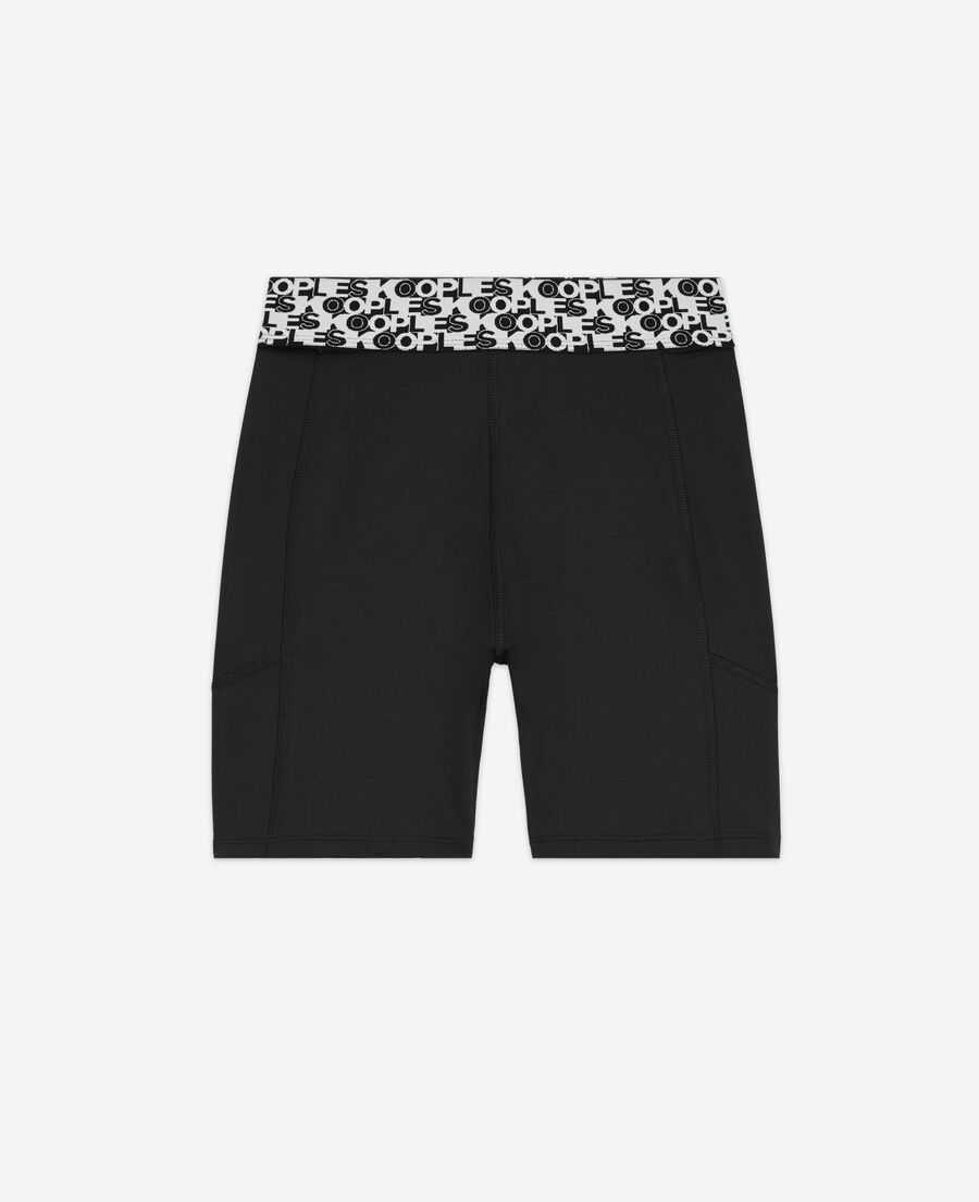 The Kooples DAMEN BLACK schwarze radlershorts aus funktionsmaterial mit logo