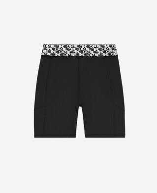 The Kooples DAMEN BLACK schwarze radlershorts aus funktionsmaterial mit logo