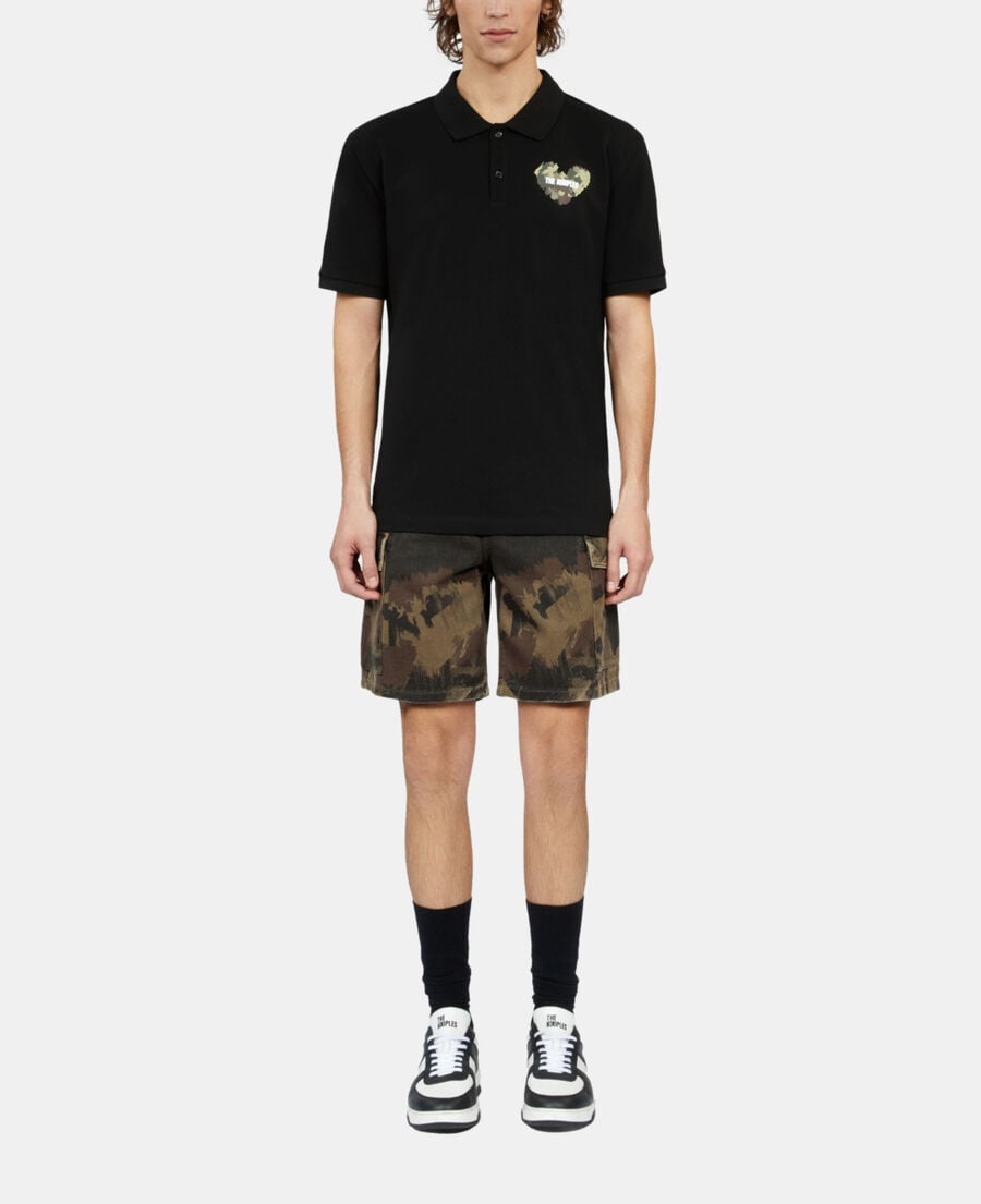 The Kooples MEN BLACK black pique cotton polo t-shirt