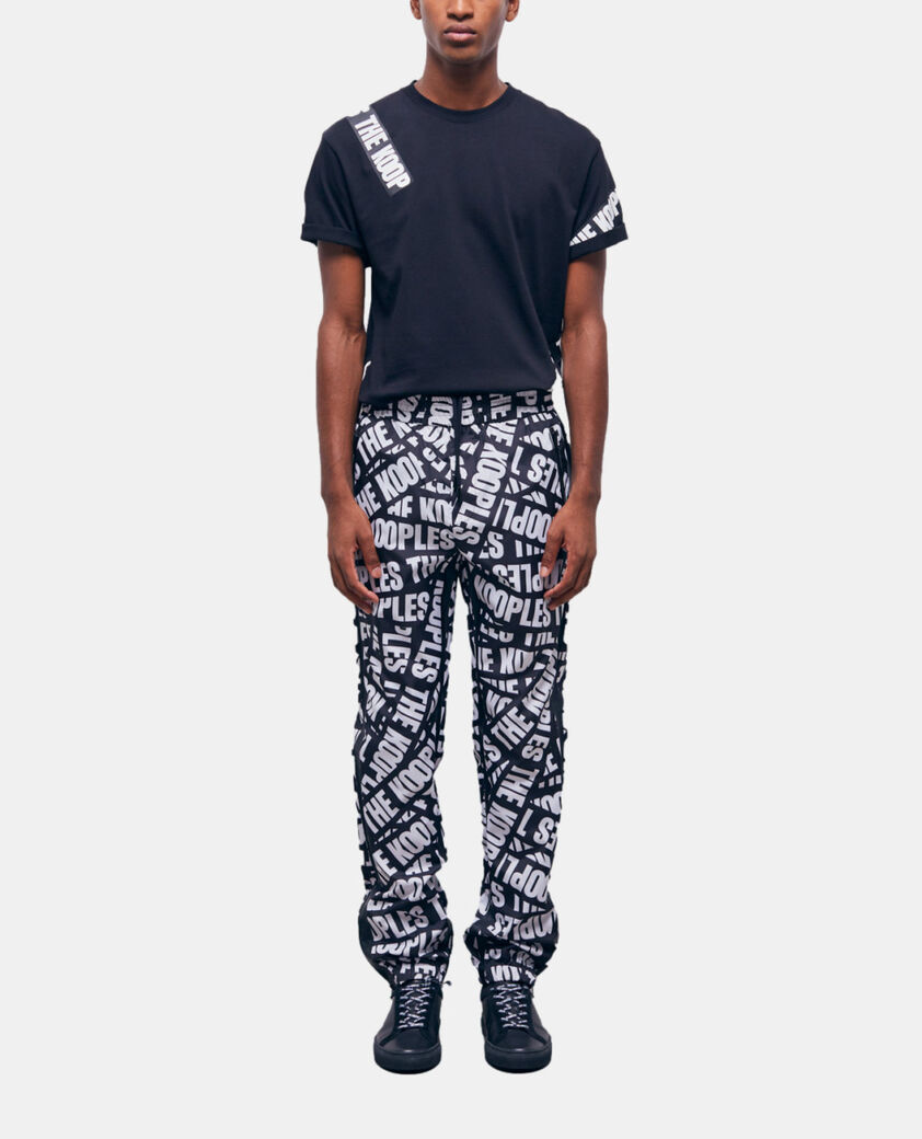 The Kooples MEN BLACK / WHITE joggers with tape logo