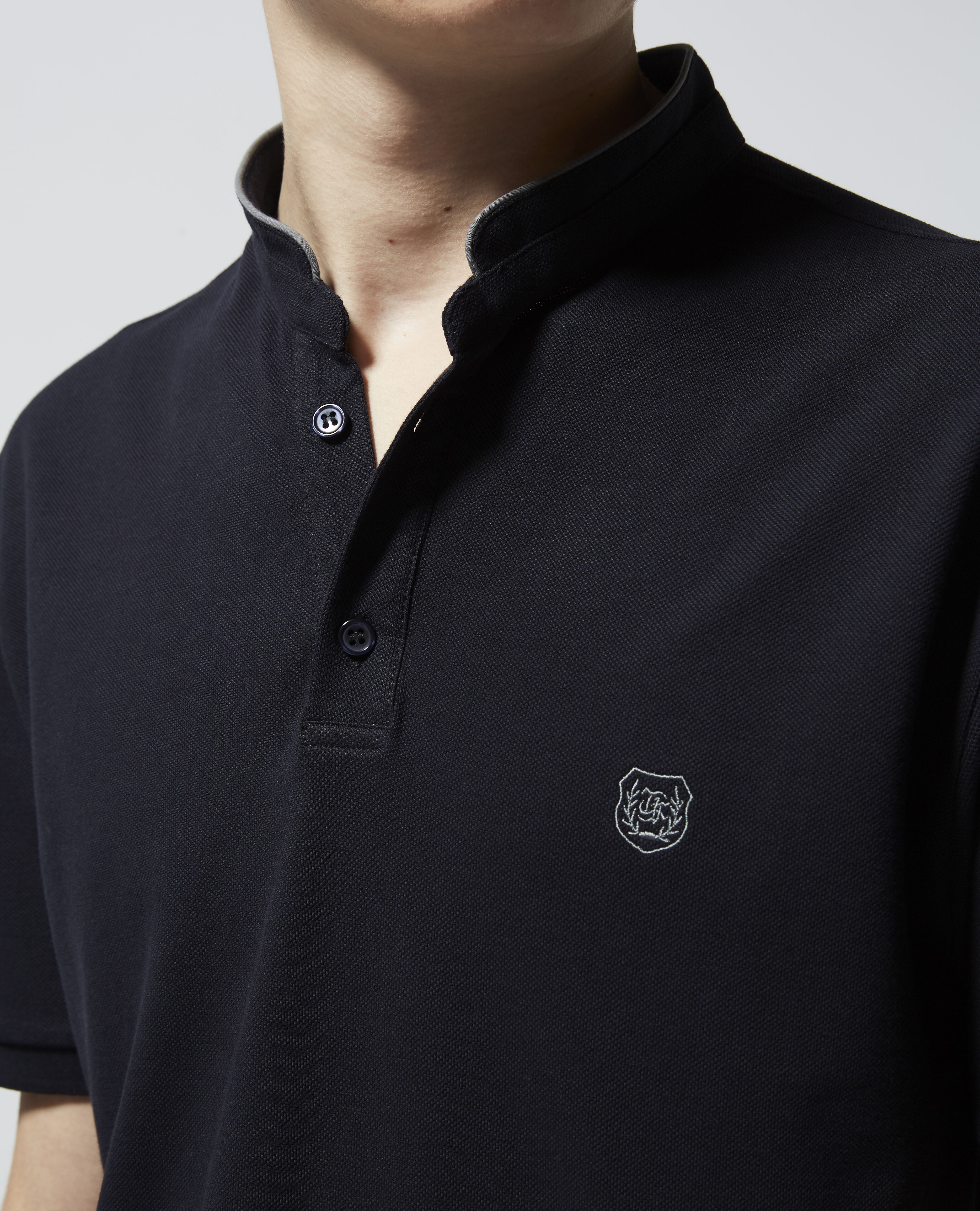 Polo bleu marine col officier RELAXED