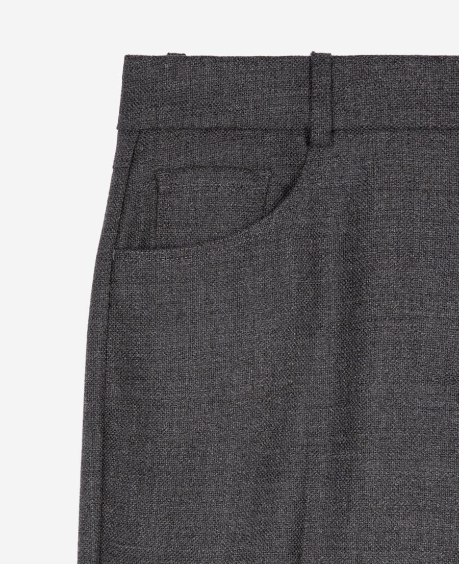 The Kooples WOMEN BLACK dark gray wool bootcut tailored pants