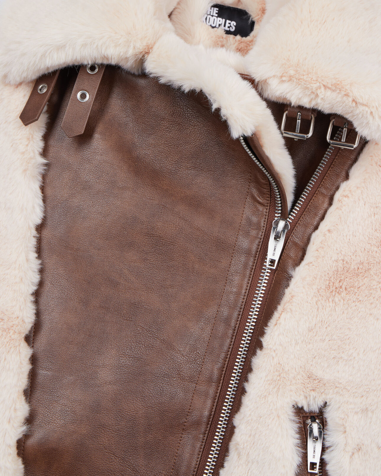 The Kooples WOMEN ECRU ecru fur-effect aviator jacket