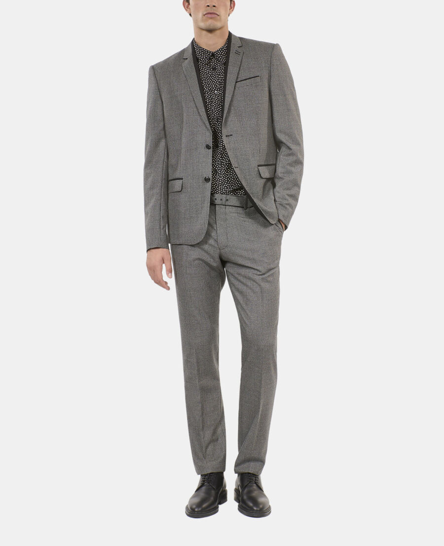 The Kooples HERREN BLACK GREY schwarz-weiße anzugjacke hahnentrittmuster