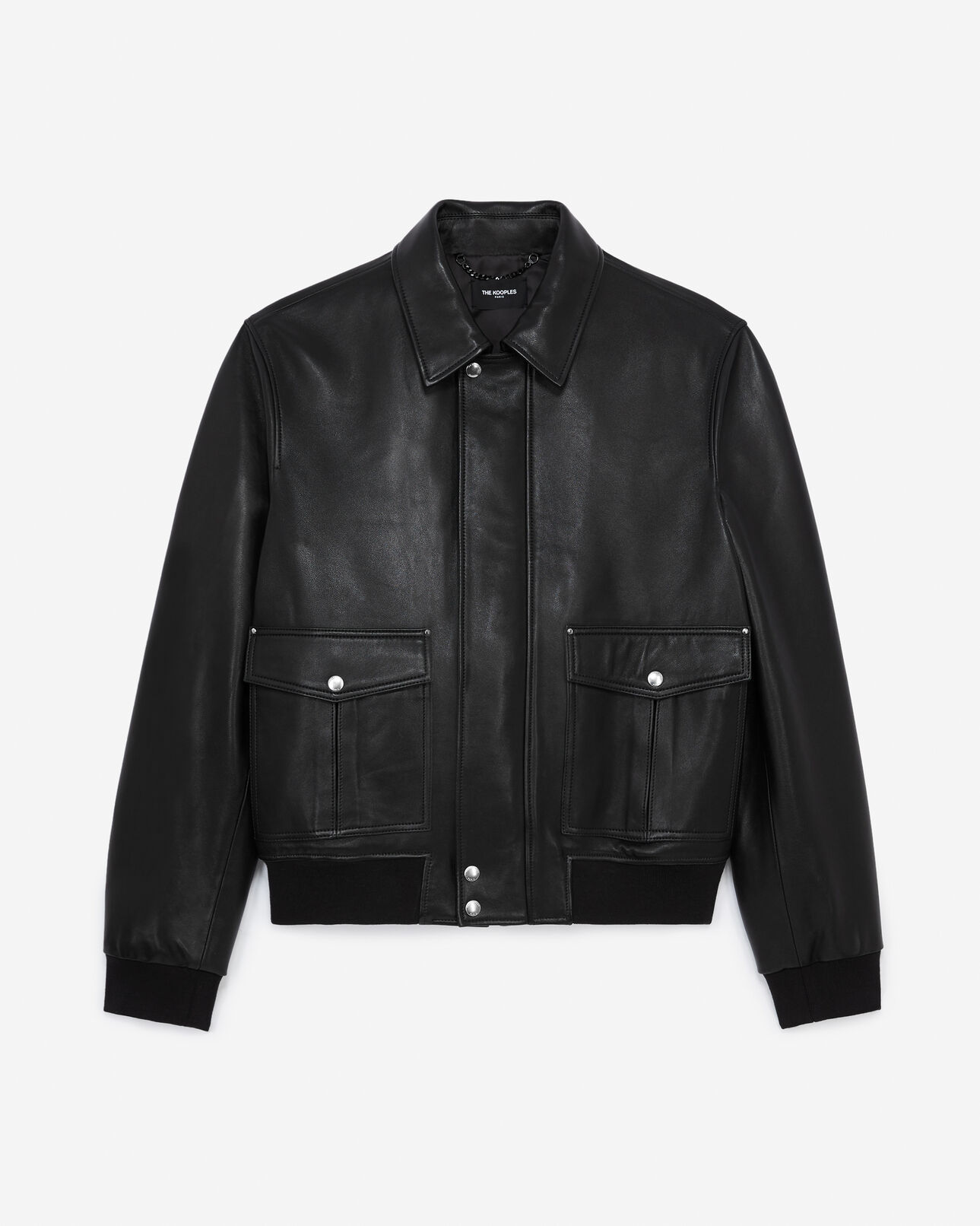 The Kooples HOMME BLACK blouson cuir aviateur à col