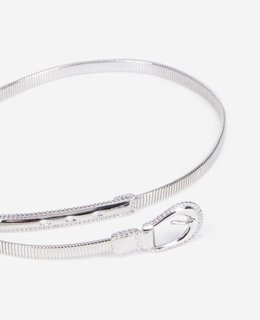 The Kooples DAMEN SILVER silberner, schmaler gürtel mit metalldetails