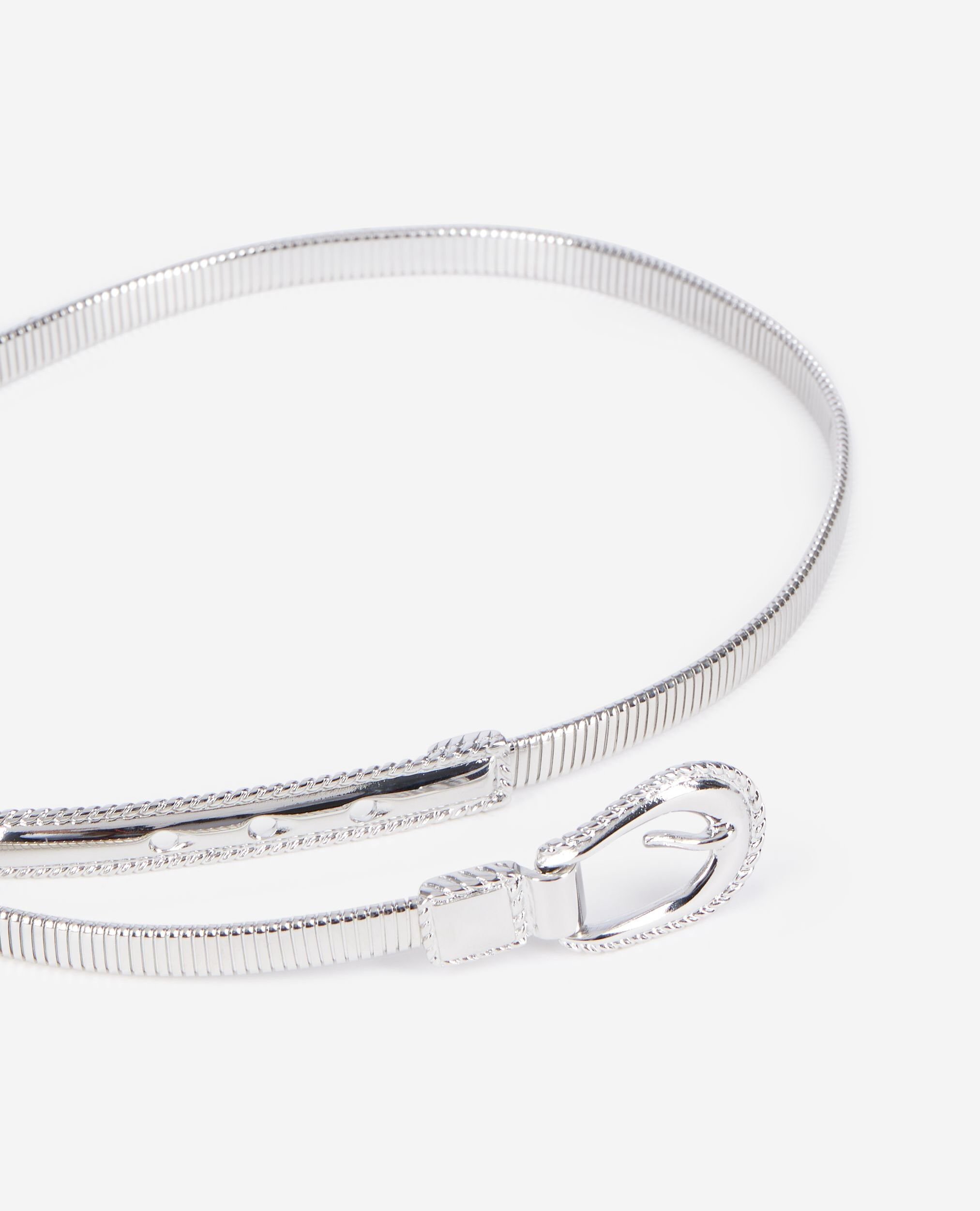 Silberner, schmaler Gürtel mit Metalldetails, SILVER, hi-res image number null