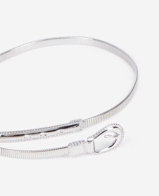 The Kooples DAMEN SILVER silberner, schmaler gürtel mit metalldetails