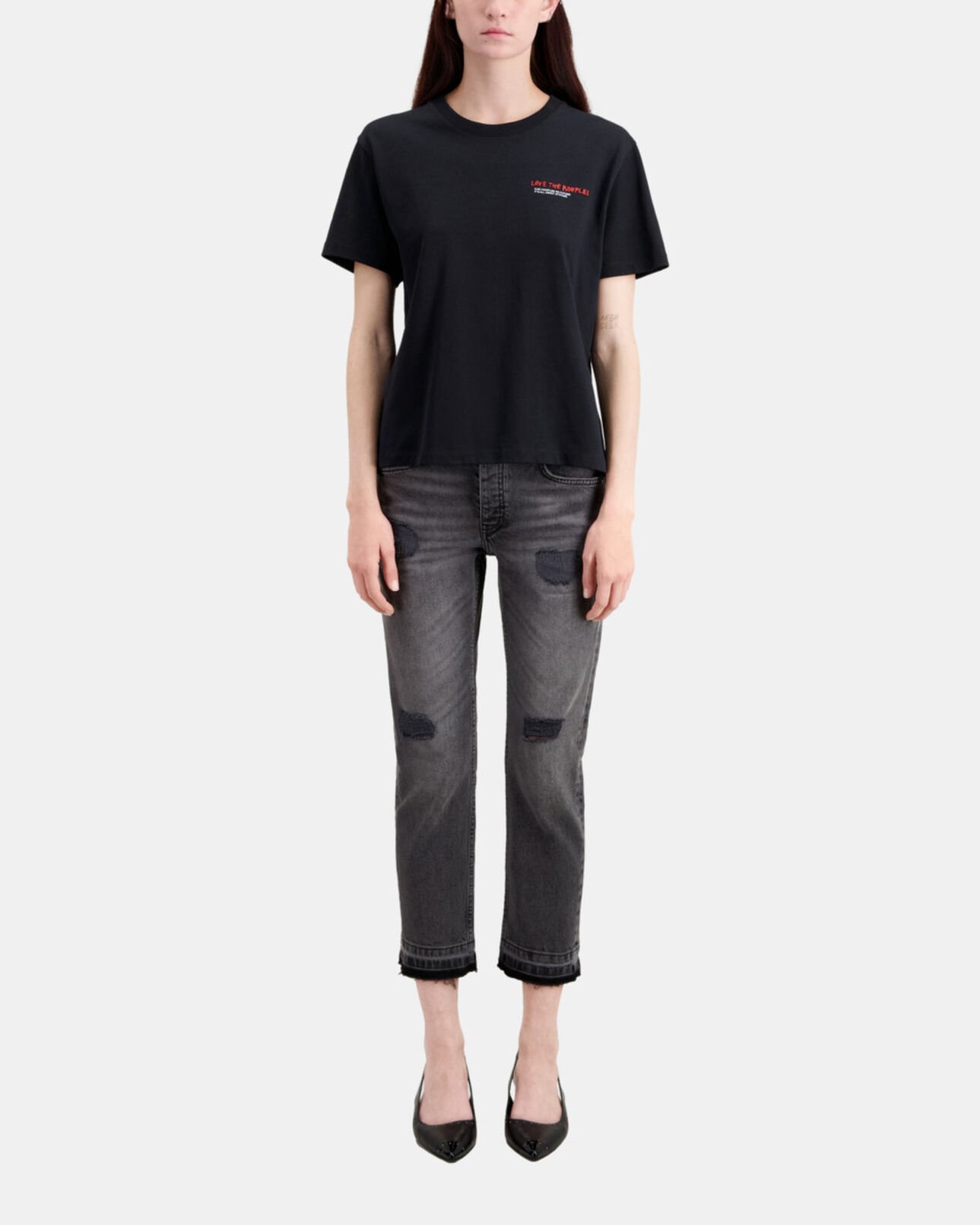 The Kooples FEMME BLACK t-shirt femme i love kooples noir