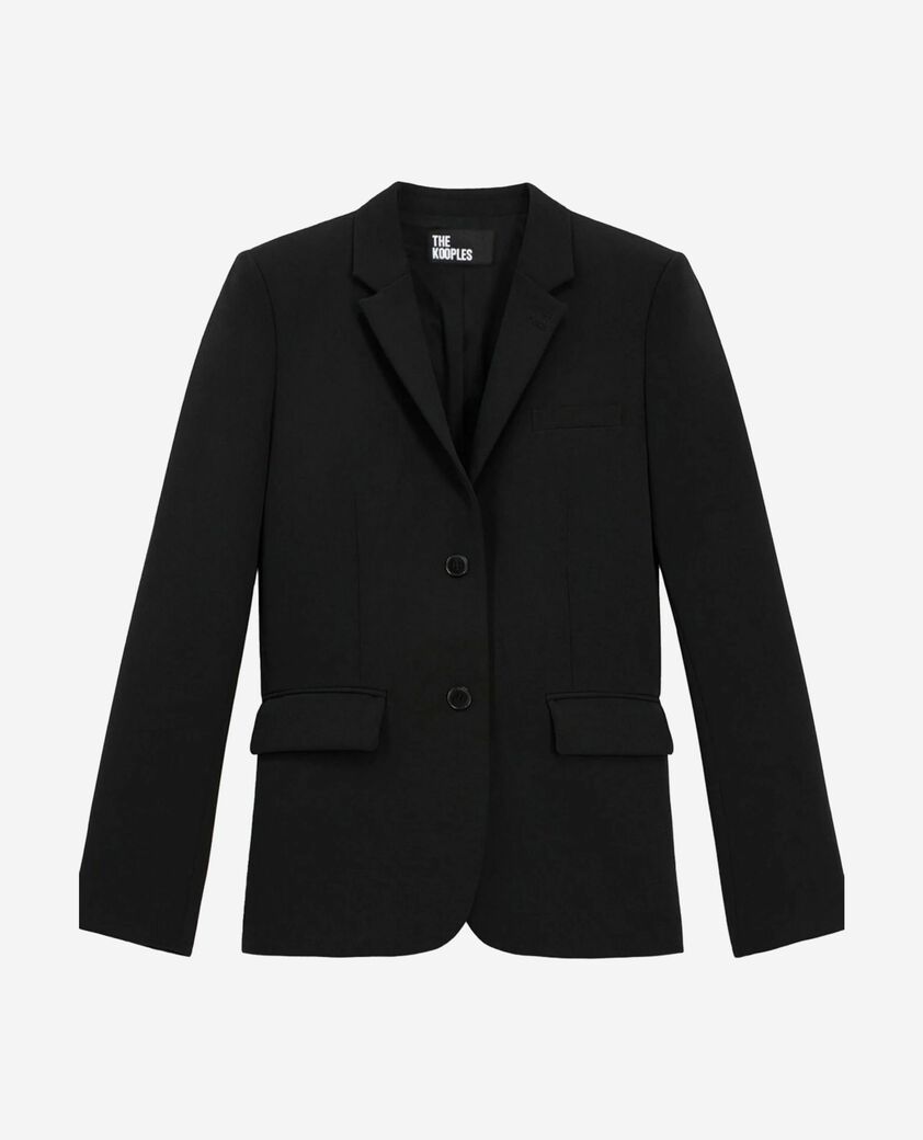 The Kooples FEMME BLACK veste tailleur en cr&ecirc;pe noire coupe structur&eacute;e
