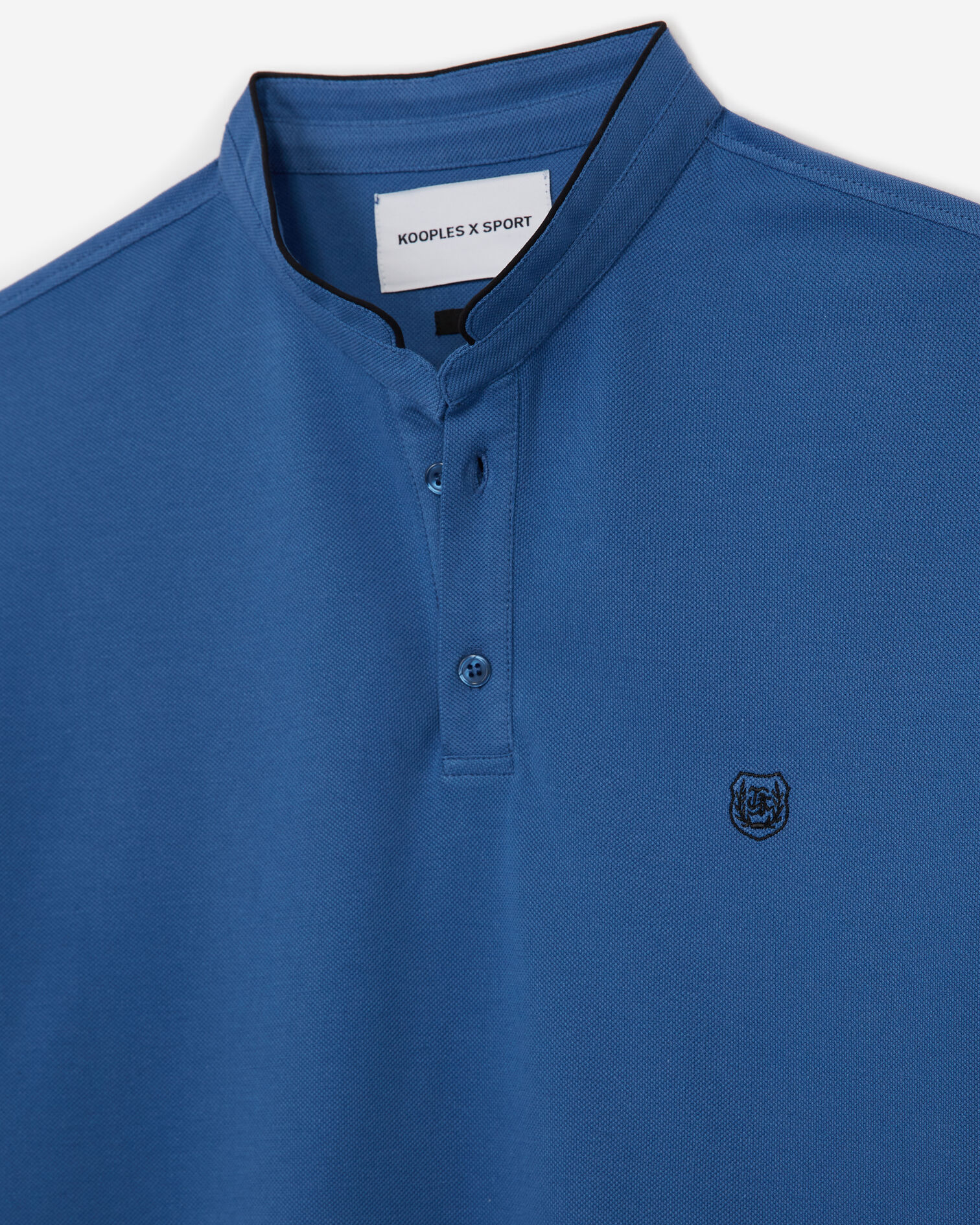 Polo bleu clair col officier SLIM, AZUR / BLACK NAVY, hi-res image number null