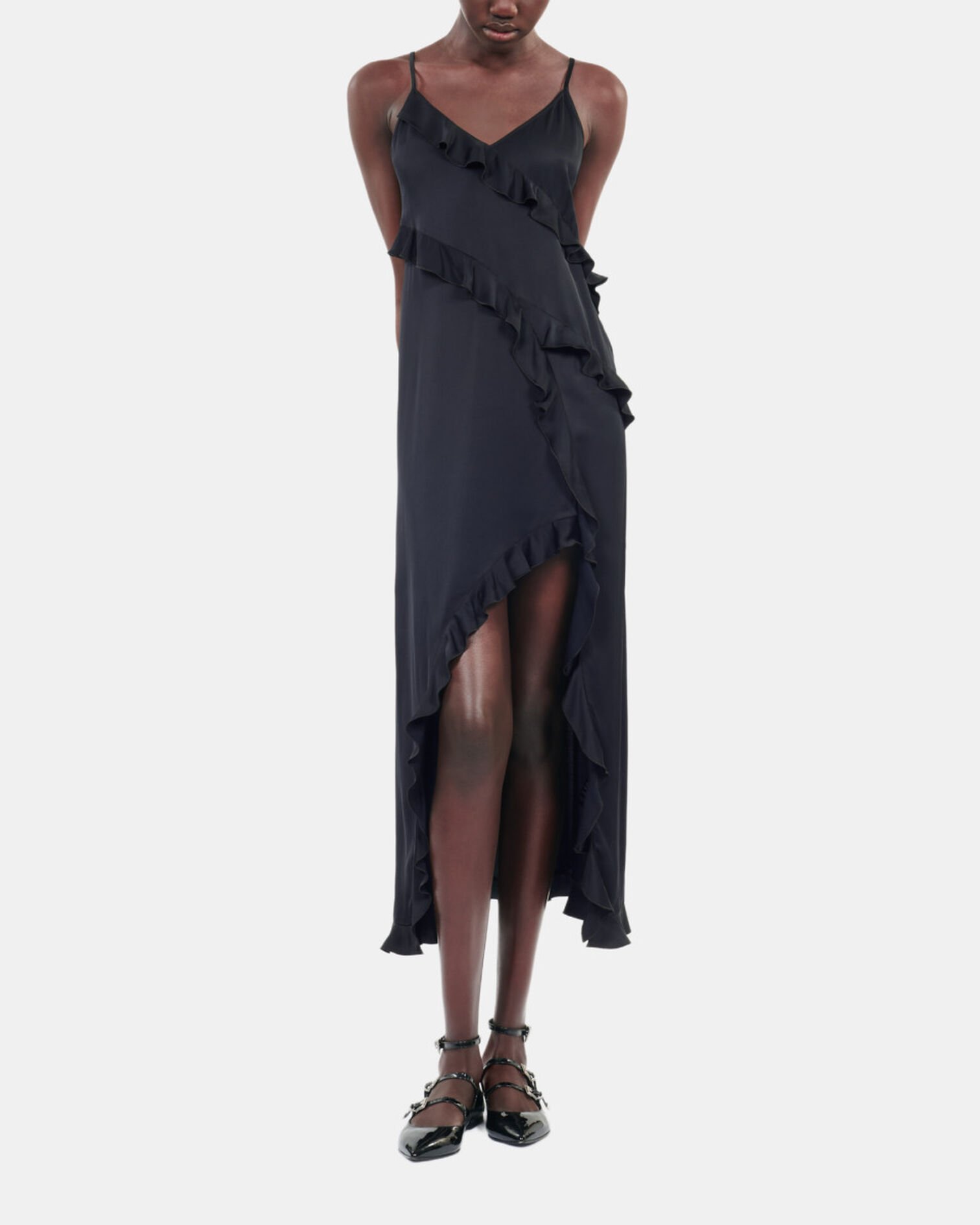 Robe nuisette longue noire, BLACK, hi-res image number null