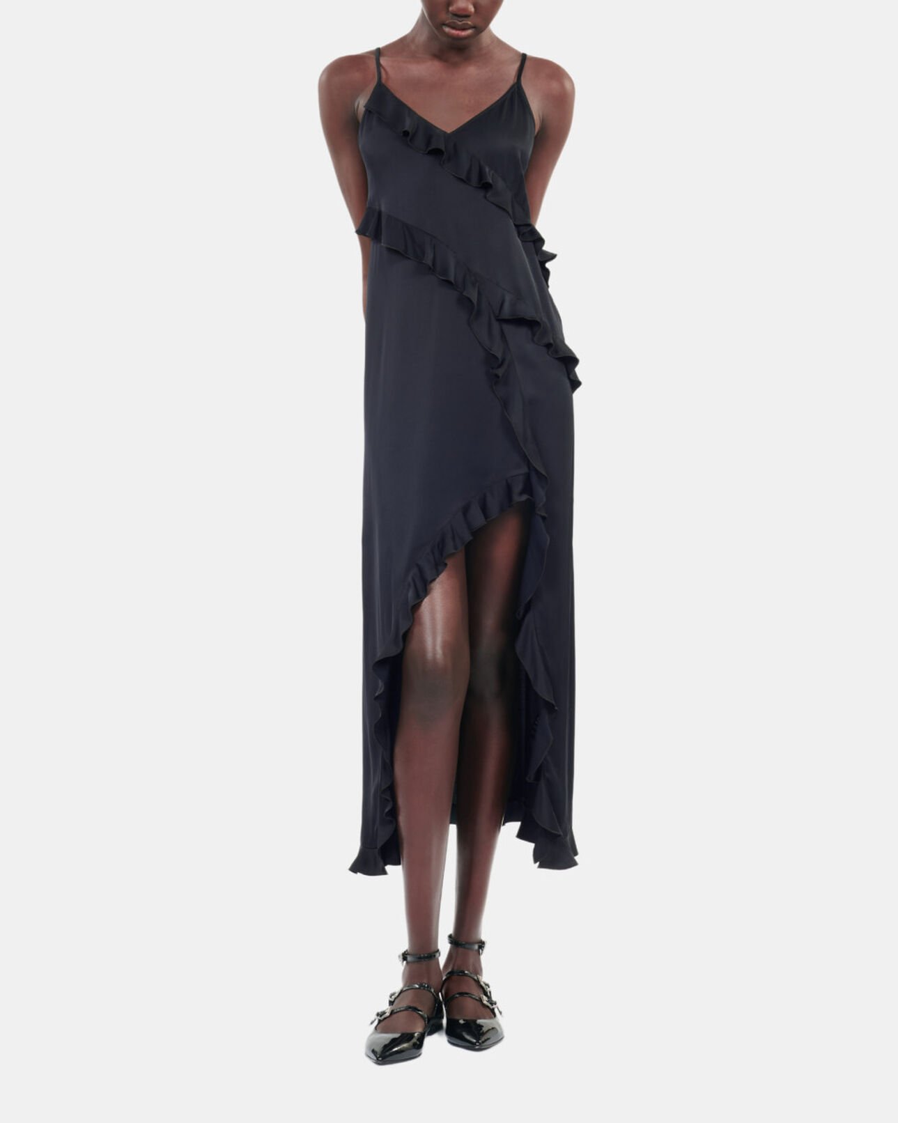 The Kooples FEMME BLACK robe nuisette longue noire