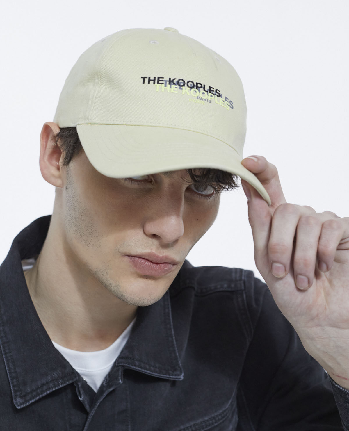 Cotton ecru cap with triple logo | The Kooples - Canada