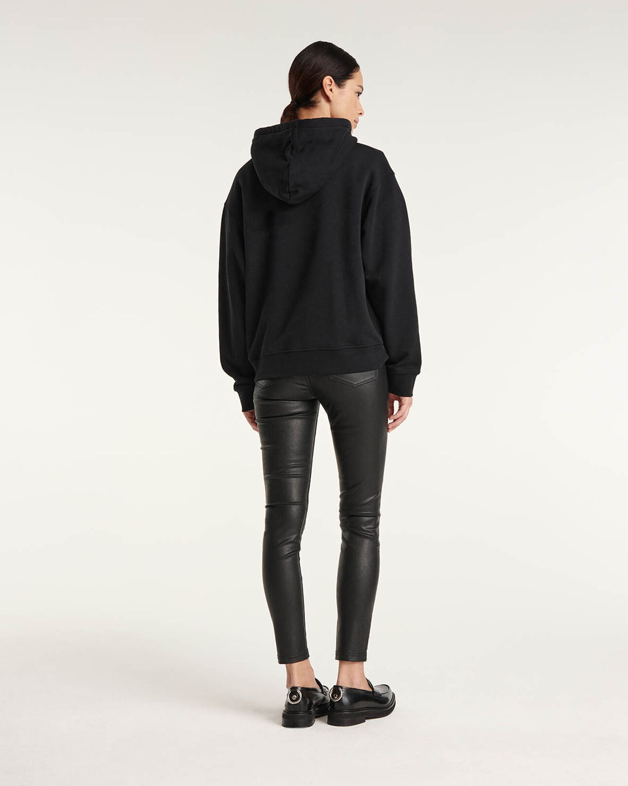 The Kooples FEMME BLACK sweat noir à capuche et logo imprimé