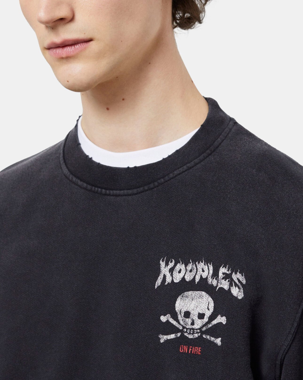 The Kooples HOMBRE BLACK WASHED sudadera serigrafiada negra