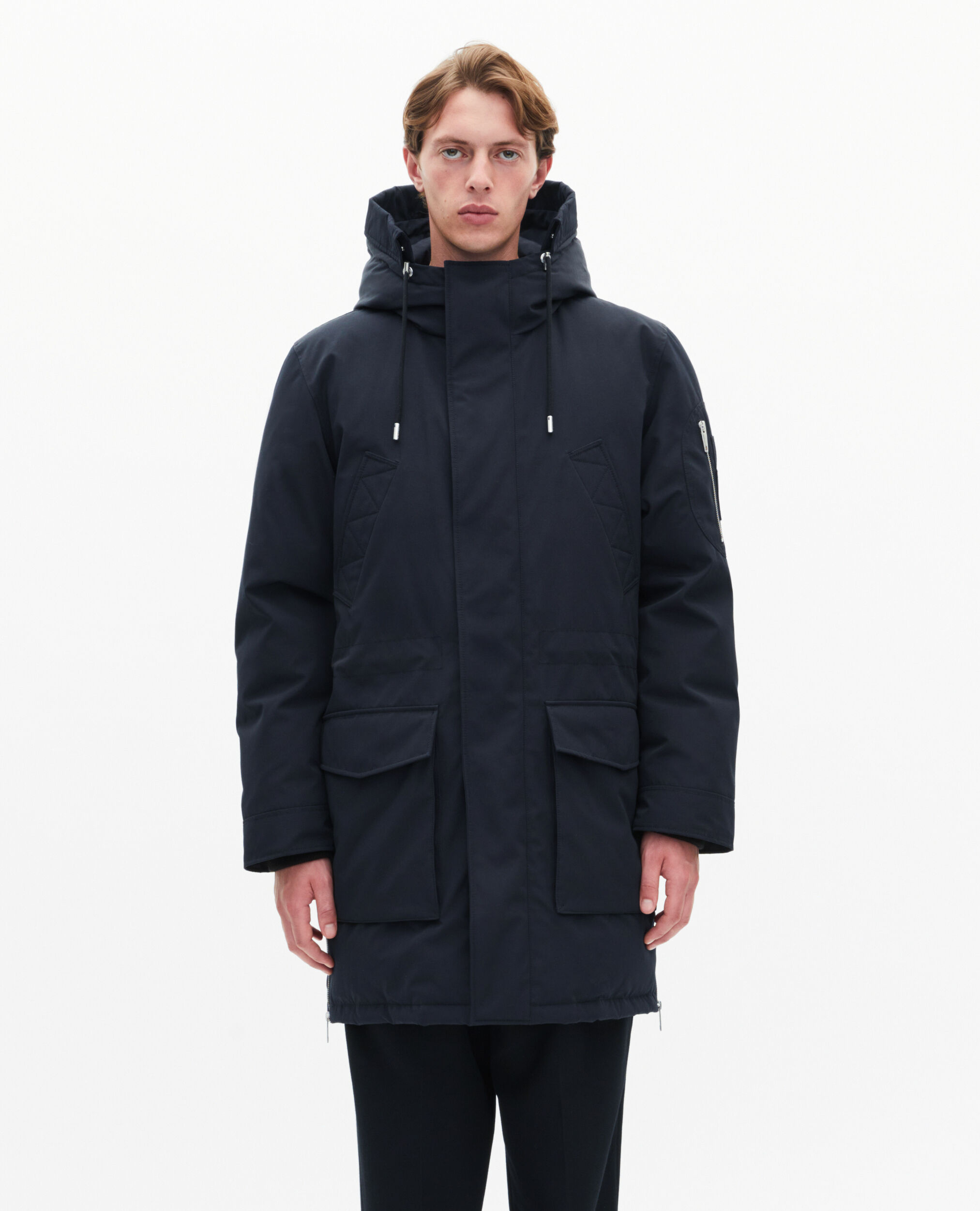 Navy water-repellent parka | The Kooples US