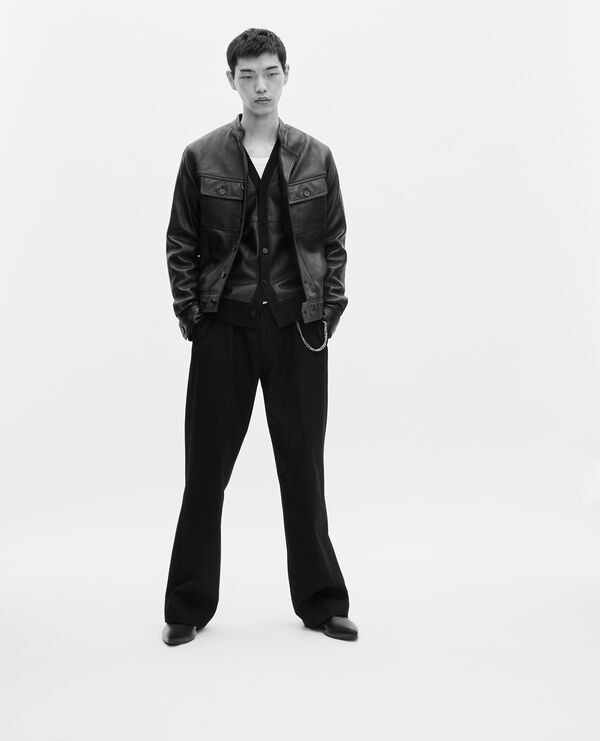 The Kooples HOMME BLACK veste en cuir noire