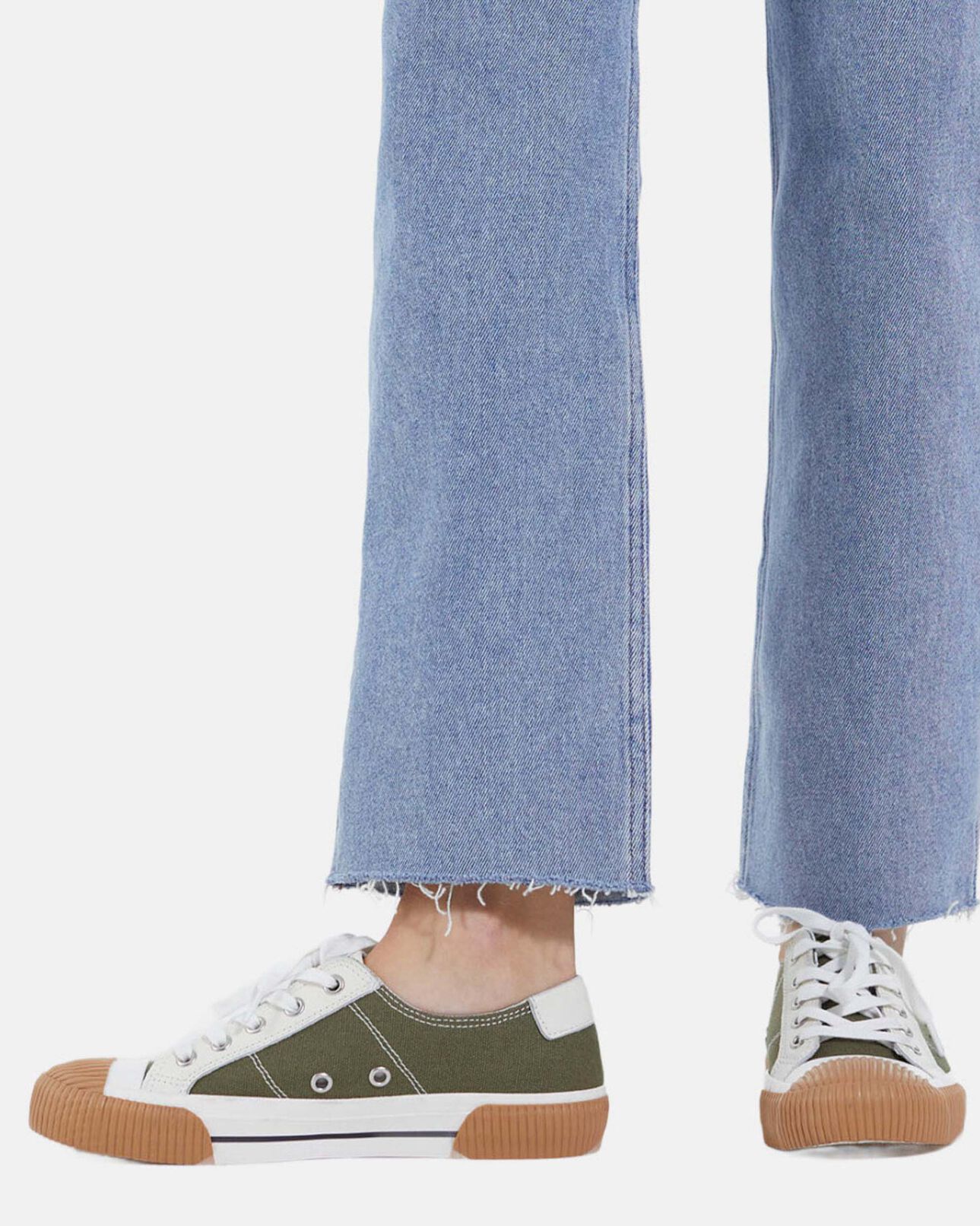 The Kooples MIXTE KAKI baskets basses kaki toile détails cuir