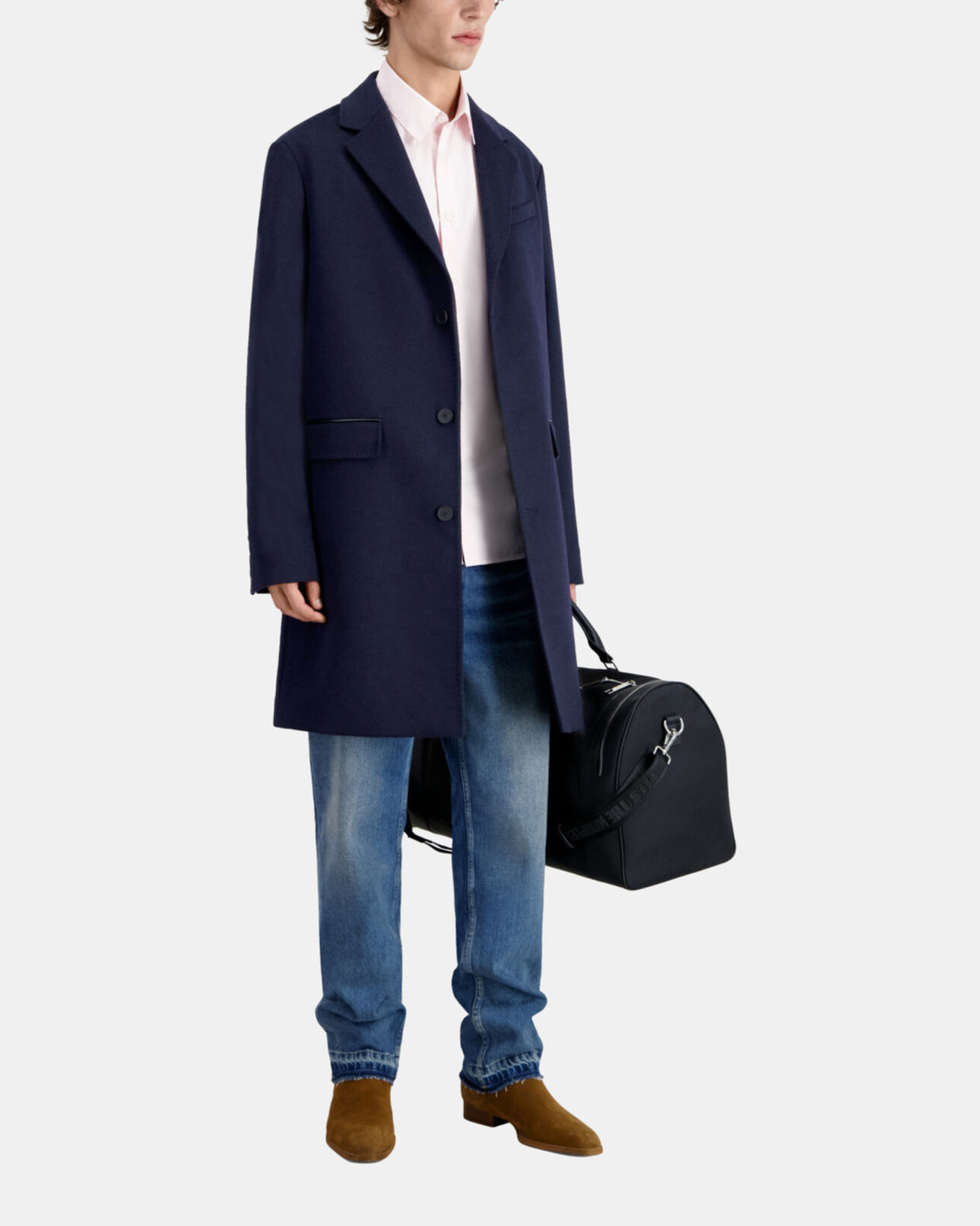 The Kooples MEN DARK NAVY long navy blue cashmere coat
