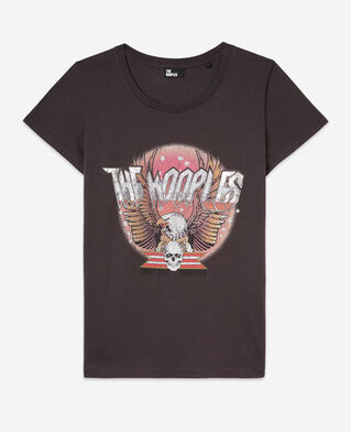 The Kooples F CARBONE carbon grey t-shirt with rock eagle serigraphy