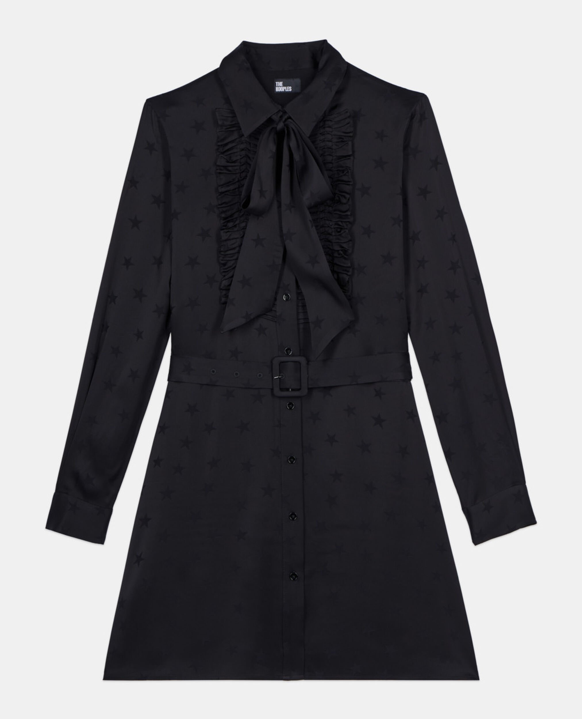 Short black jacquard dress, BLACK, hi-res image number null