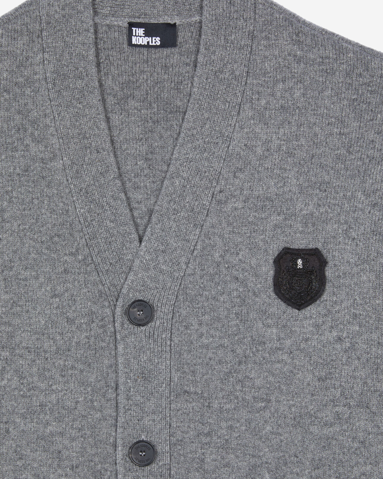 The Kooples HOMME MIDDLE GREY MEL cardigan en laine grise
