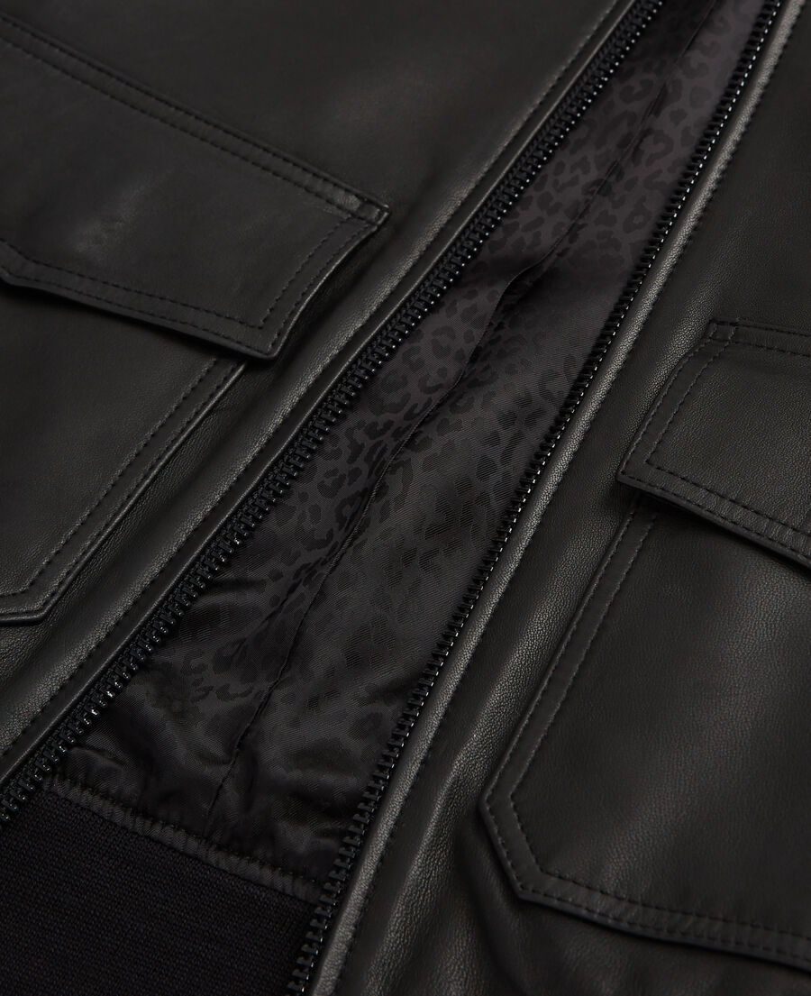 black leather jacket