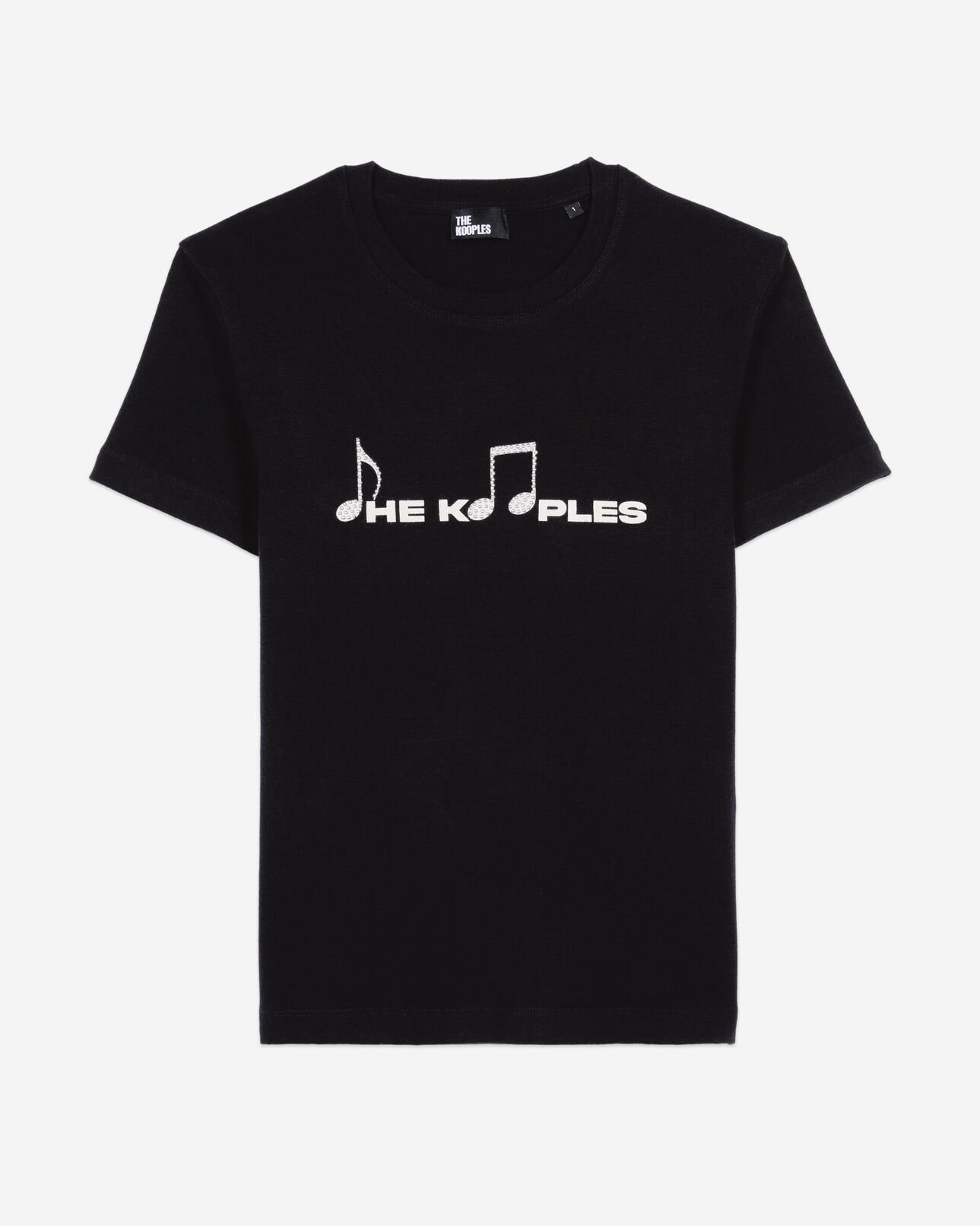 The Kooples WOMEN BLACK WASHED black t-shirt with serigraphy