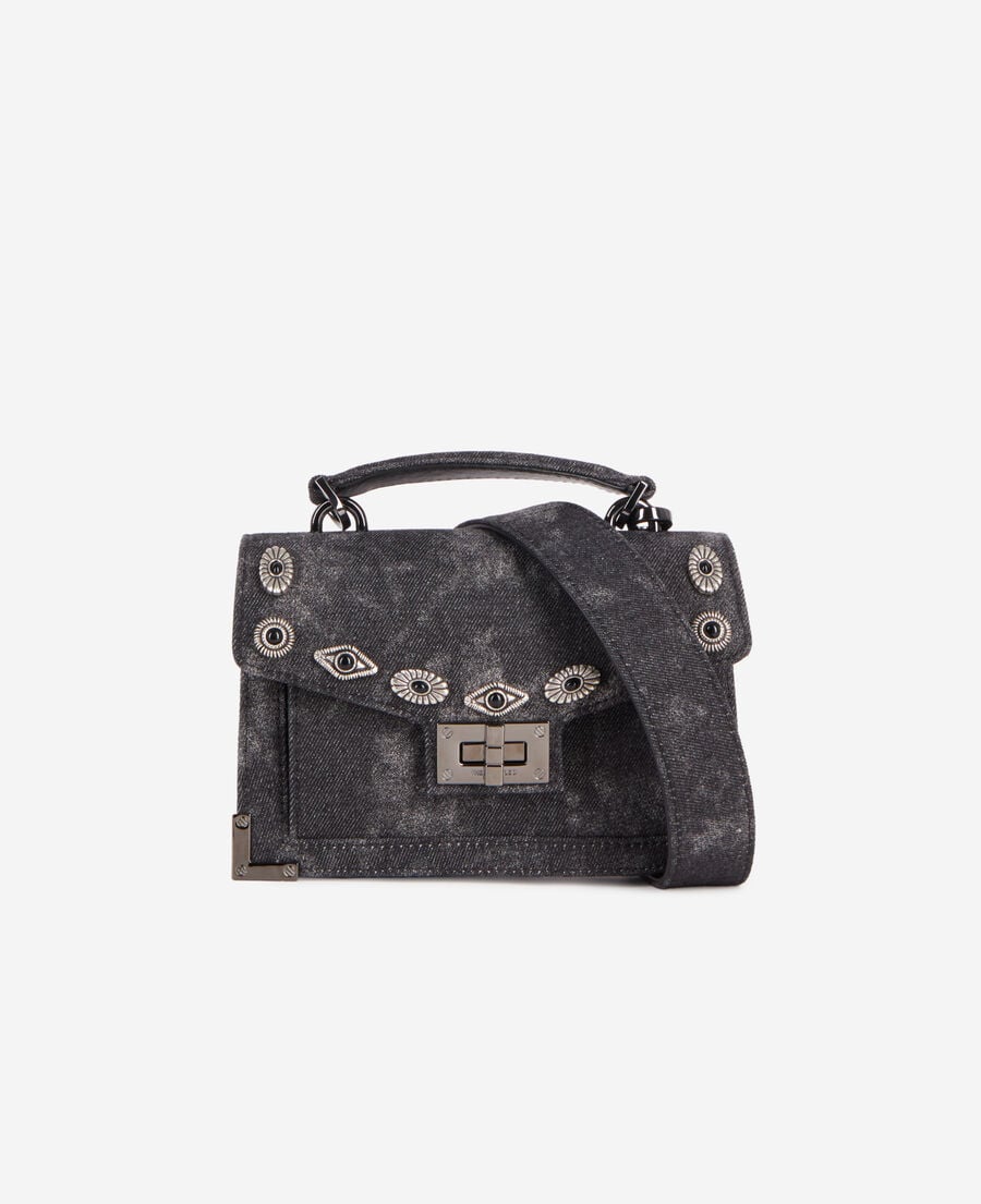 The Kooples F BLACK WASHED emily new nano black denim bag with rivets
