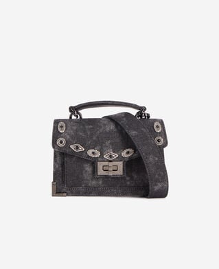 The Kooples F BLACK WASHED emily new nano black denim bag with rivets