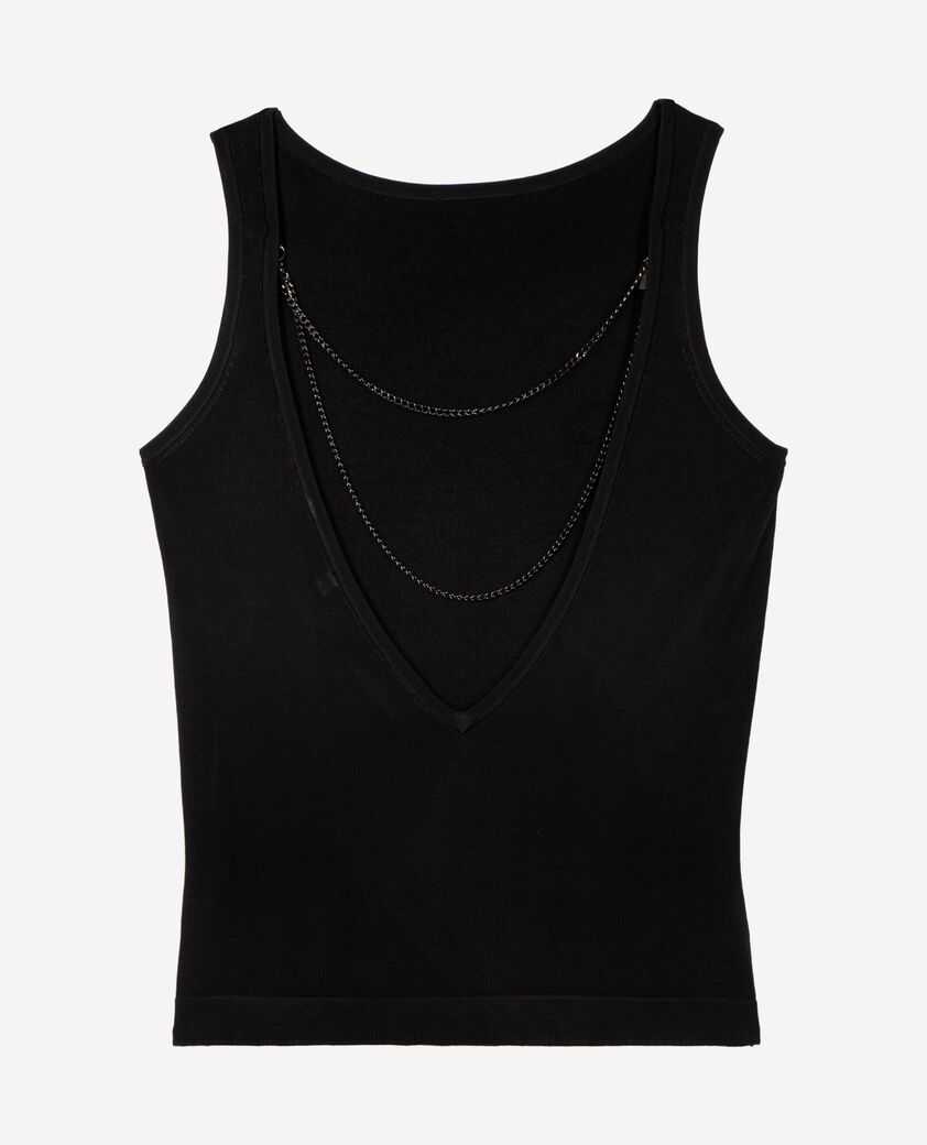 The Kooples WOMEN BLACK mesh top with black chains