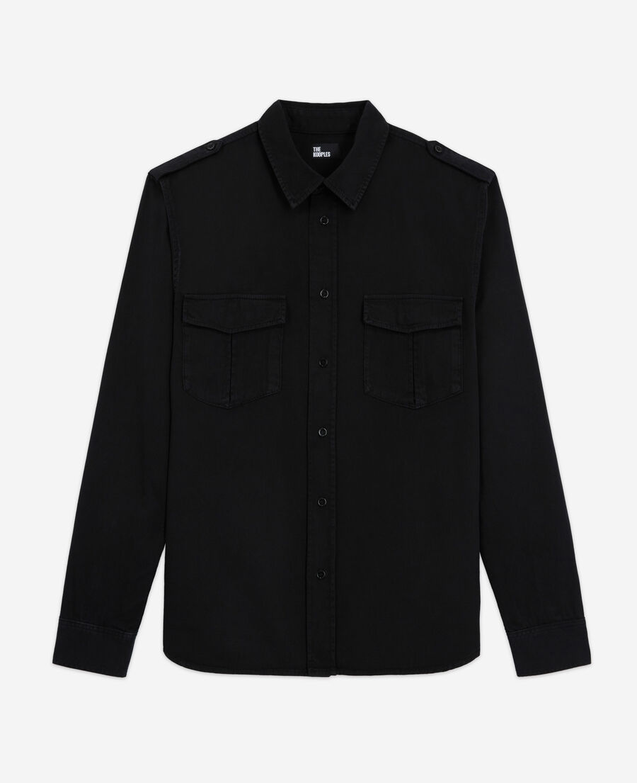 black classic collar denim shirt