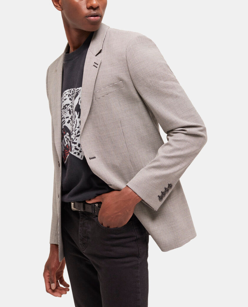 The Kooples HERREN ECRU BLACK graue anzugjacke aus wolle mit motiven