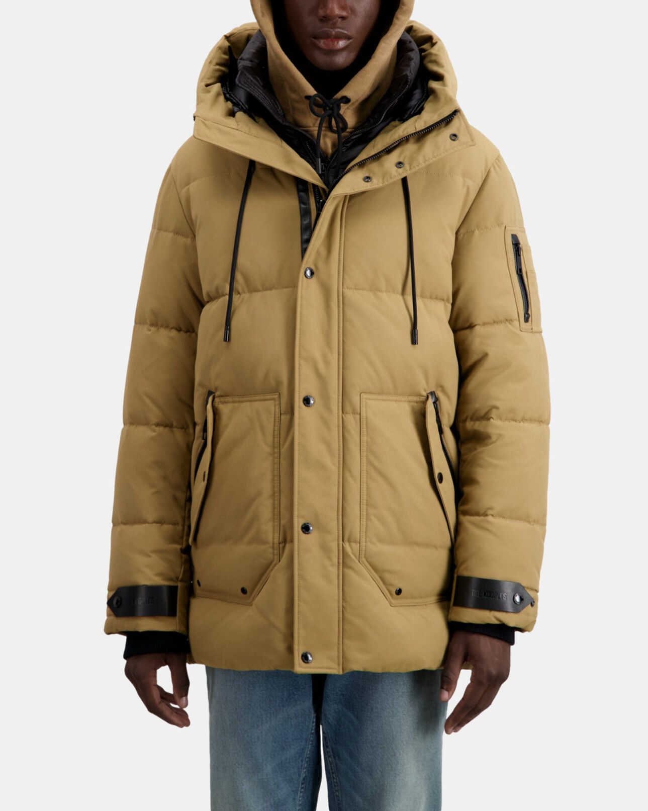 The Kooples MEN CAMEL beige hooded parka