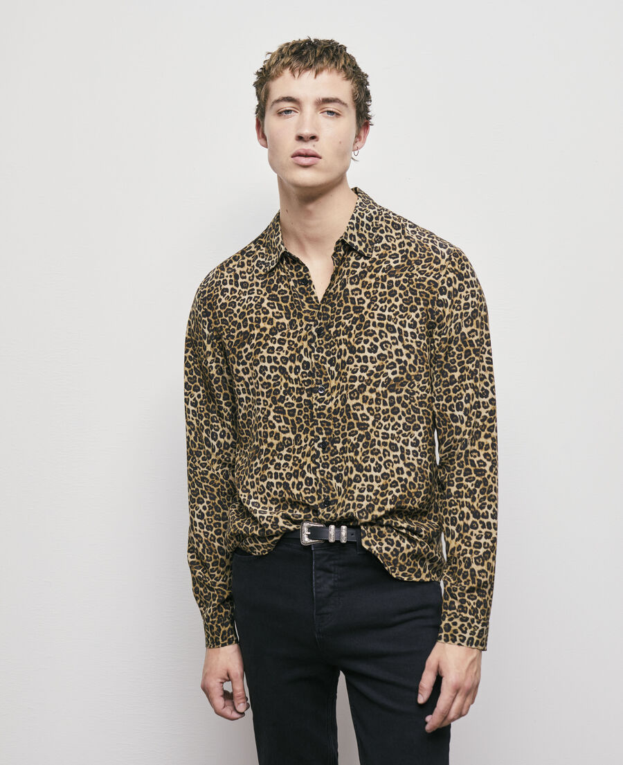 Leopard print silk shirt with classic collar for men | The Kooples - US