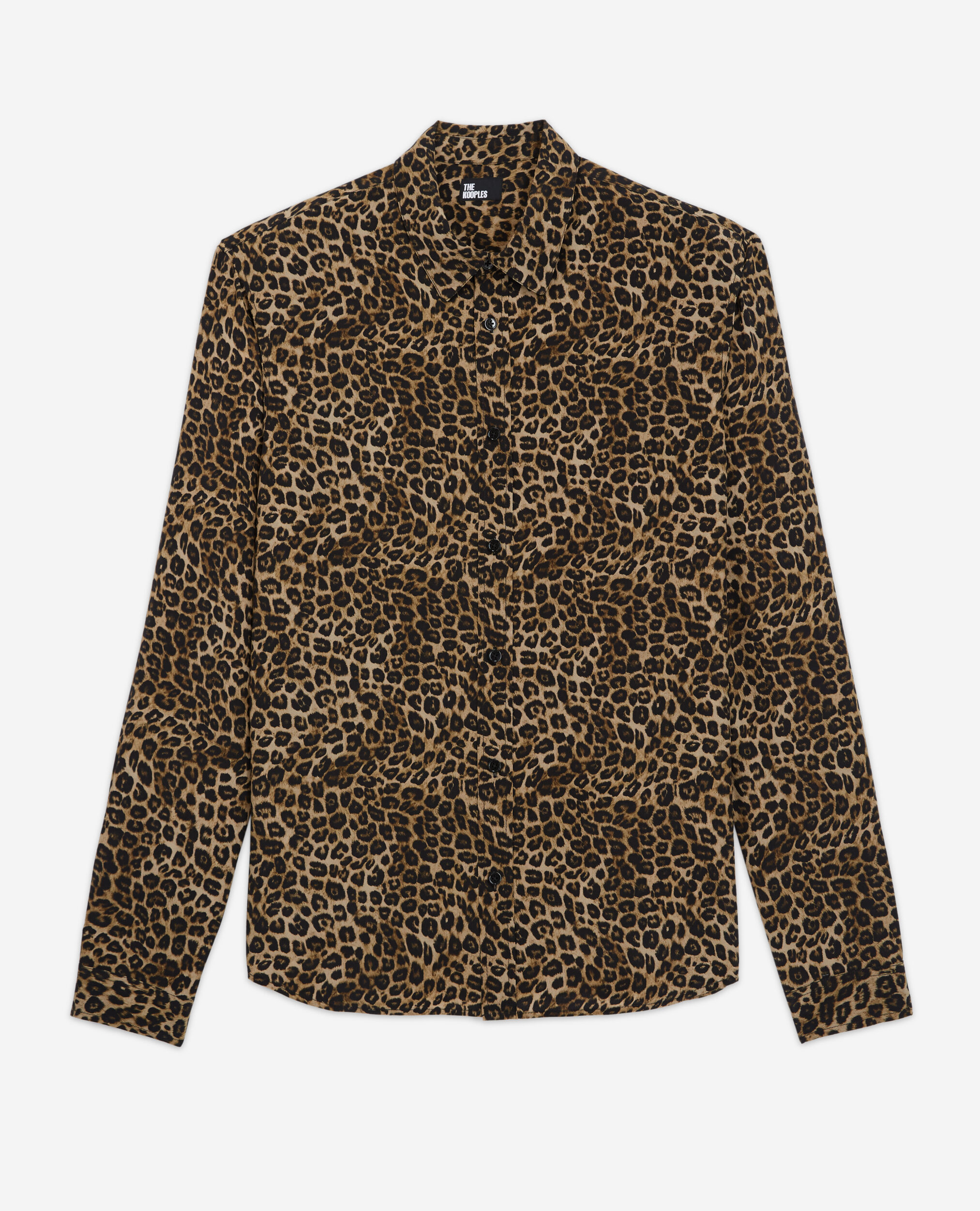 Chemise col classique en soie léopard, LEOPARD, hi-res image number null