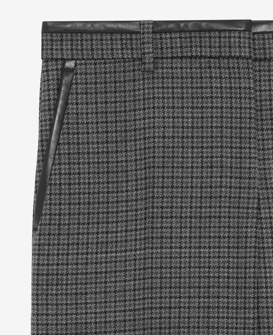 The Kooples FEMME BLACK pantalon tailleur droit en pied de puce noir et gris