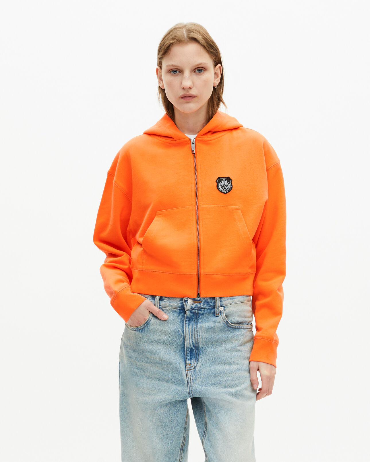 The Kooples FEMME ORANGE sweatshirt à capuche orange