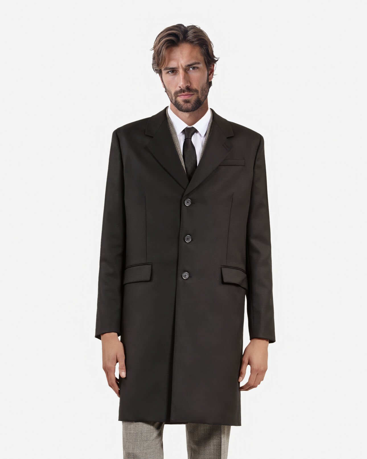 The Kooples HOMME BLACK manteau en laine noir