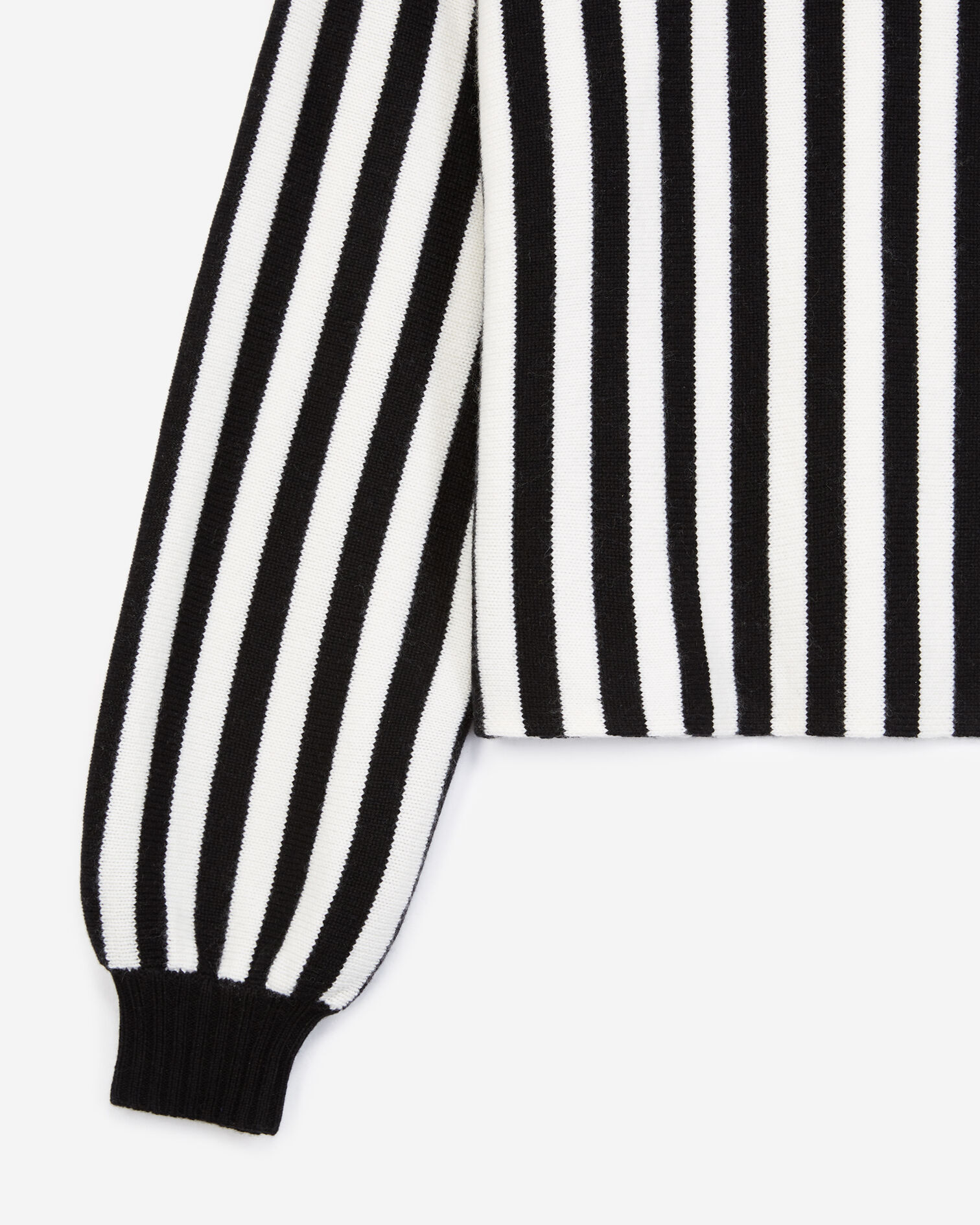Pull col rond rayures noires, BLACK, hi-res image number null