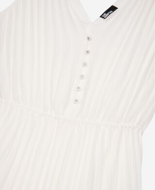 The Kooples FEMME ECRU robe longue avec plissage blanche et plumetis