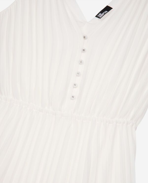 The Kooples FEMME ECRU robe longue avec plissage blanche et plumetis