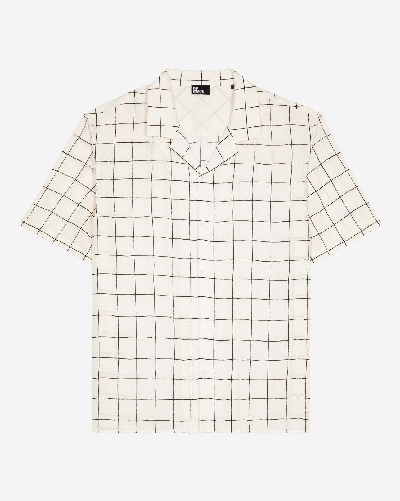 The Kooples H WHITE / BLACK short-sleeved plaid shirt, ecru