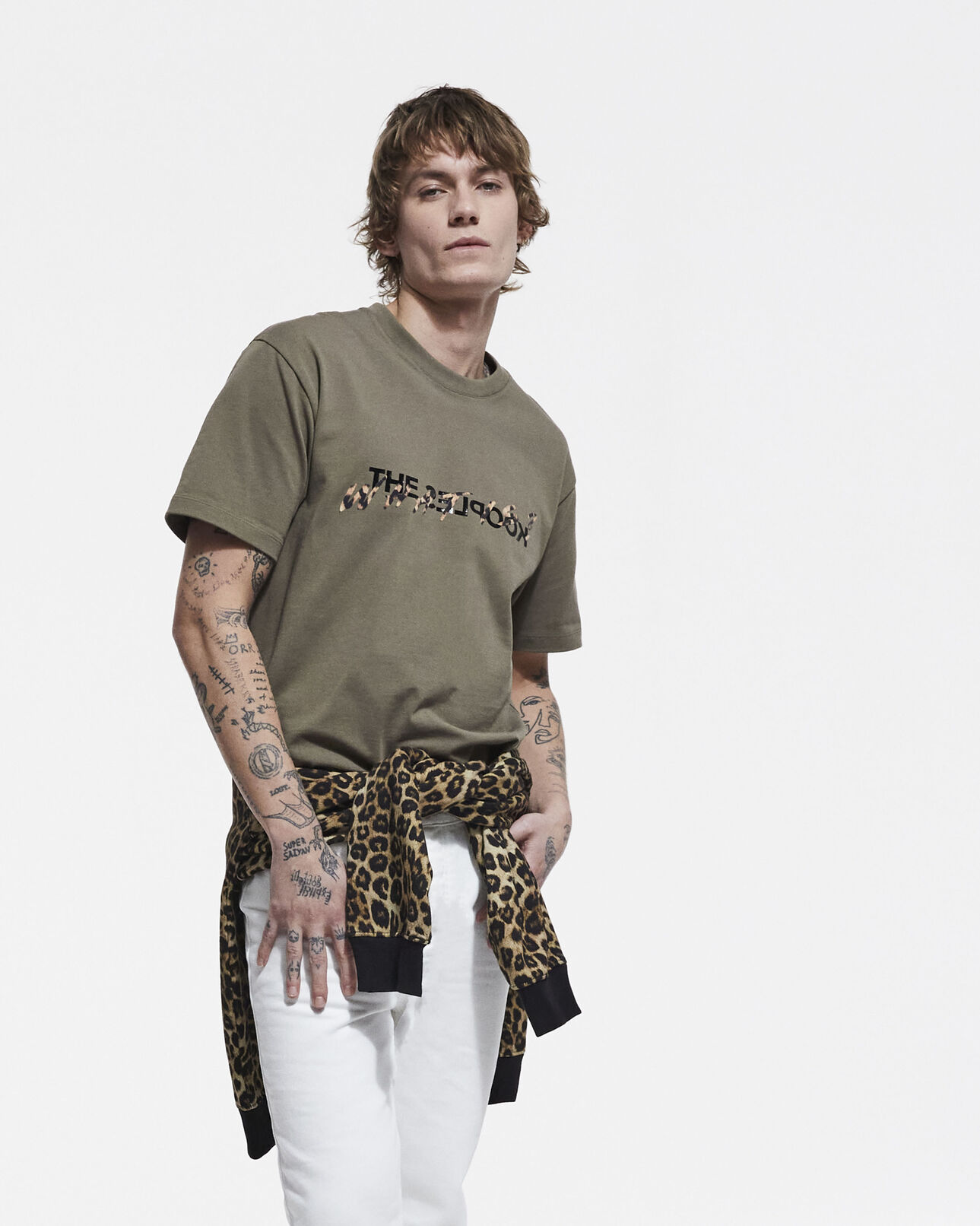 The Kooples MEN ALGUE khaki and leopard print what is t-shirt