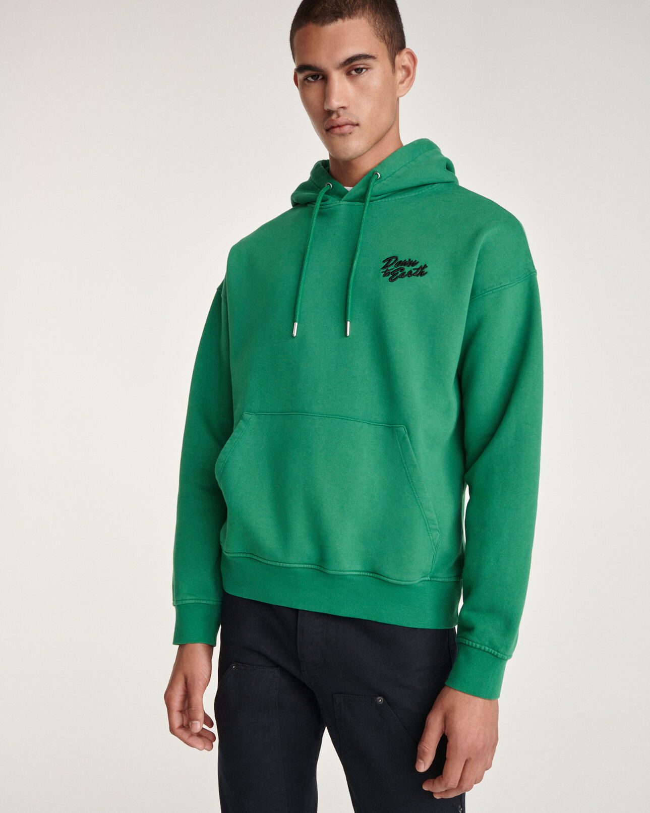 The Kooples HOMME GREEN sweat capuche vert coton à logo