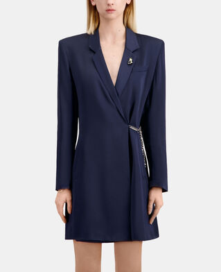 The Kooples F NAVY short navy blue dress with chain