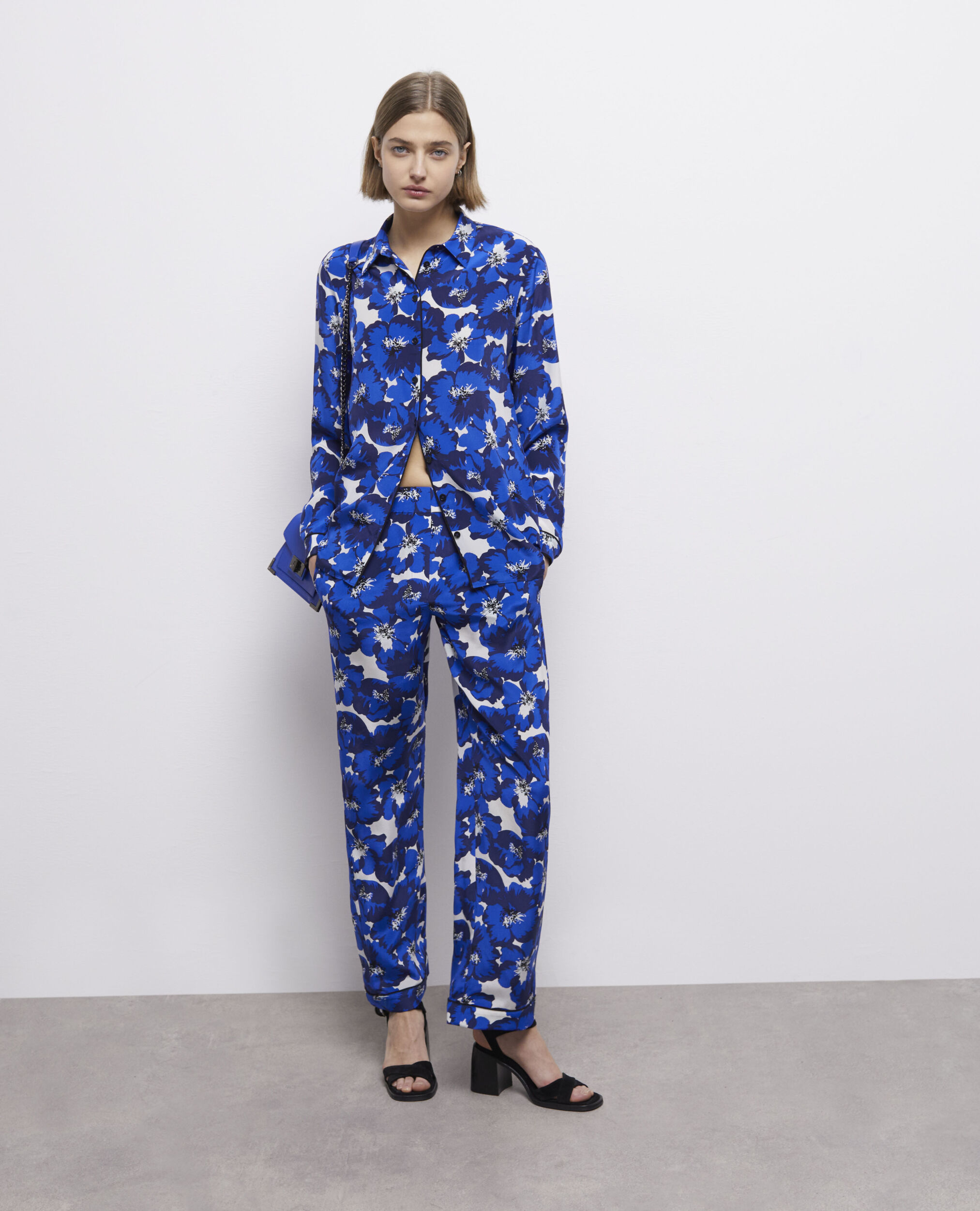 Silk printed shirt, BLUE, hi-res image number null